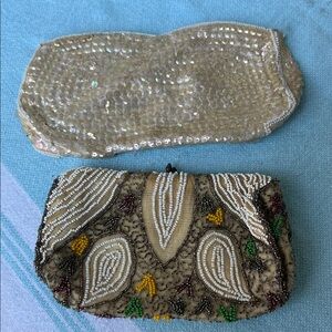 Elegant Beaded Clutch in Cream and Multicolor